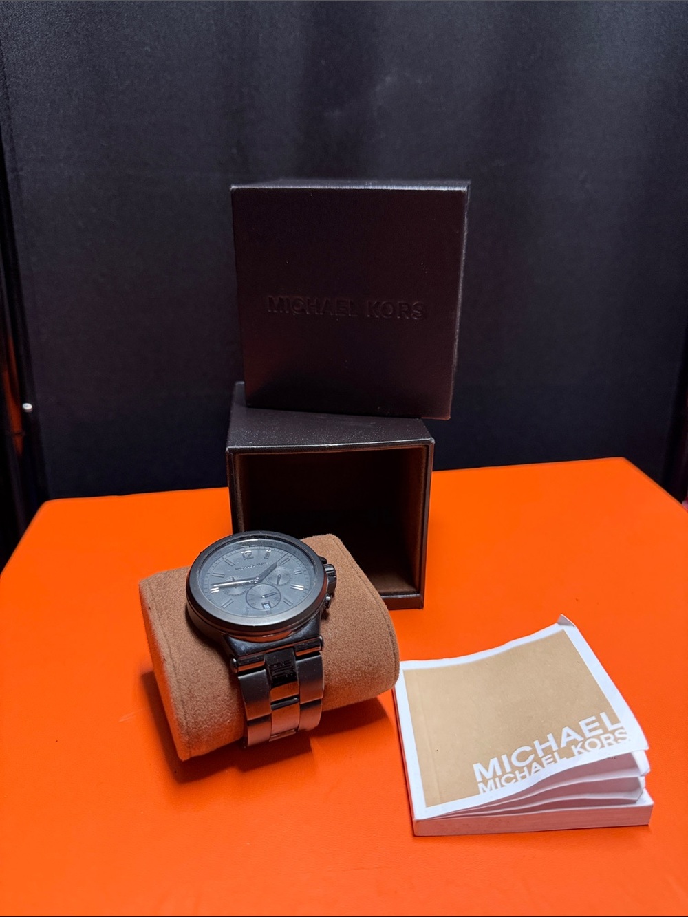 Michael Kors Black Stainless Steel Chronograph Watch with Black Dial
